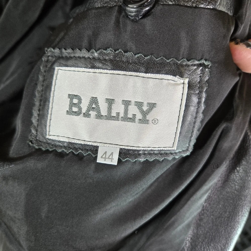 Vtg 90s Bally Black Leather European Italian Lambskin Leather Bomber Jacket